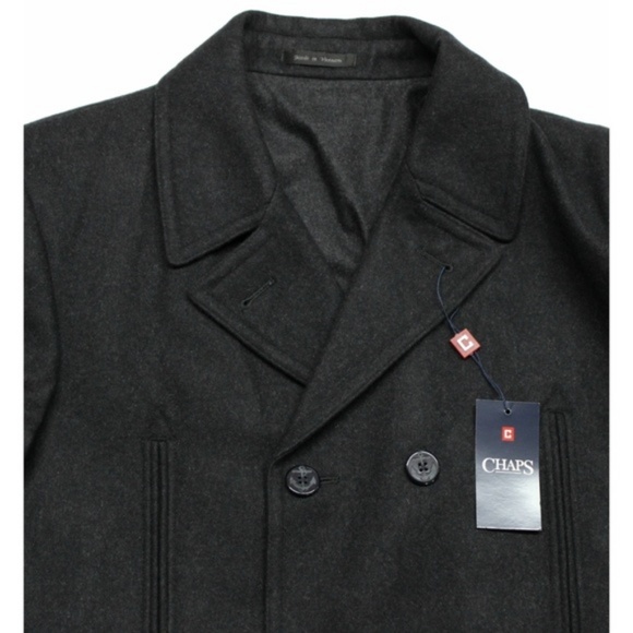 Chaps Jackets & Coats Chaps Woolblend Charcoal Peacoat 48 Long Xl